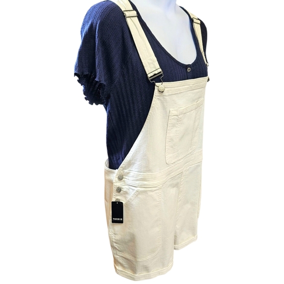 TORRID BRAND NEW Plus Size Lightweight White Denim Shorttall Jean Overall Shorts - Picture 5 of 16